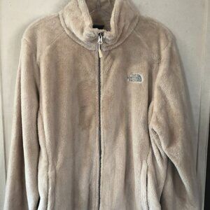The North Face Osito Fuzzy Fleece Jacket Zip Up Beige White Large Women